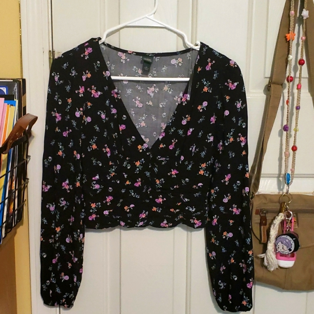 Target Wild Fable cropped floral long sleeve